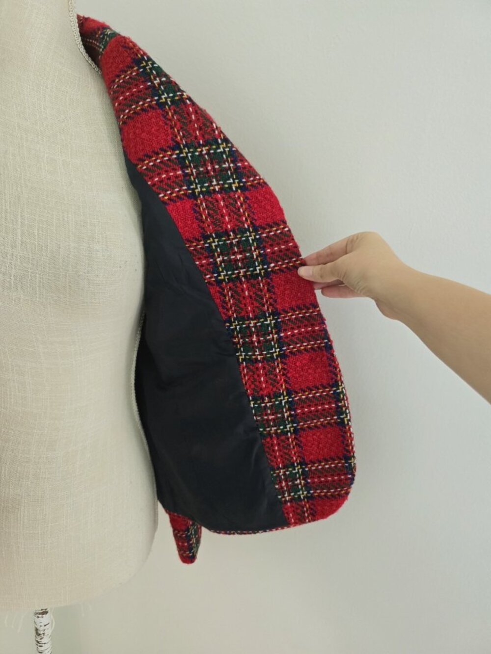 Talbots Plaid Red Holiday Wool Blend Christmas Blazer Jacket Small 4 P Petite - Picture 6 of 12